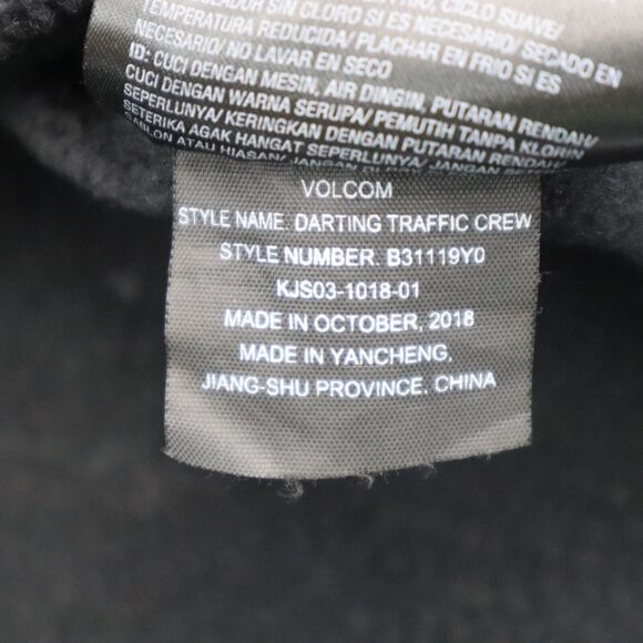 Volcom Sweater Boys L Black Crew Neck Long Sleeve Banded Cuffs Pullover Top - Picture 4 of 16